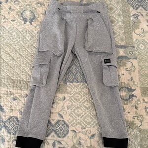 Stylish Gray Cargo Joggers with Black Accents
